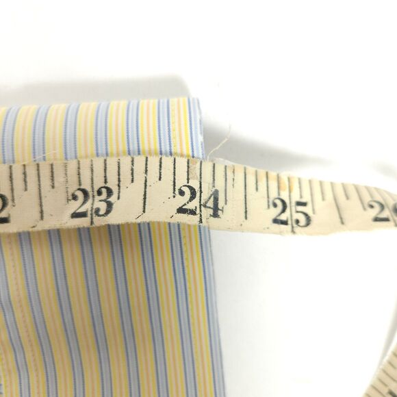 Brooks Brothers Mens Yellow Blue Striped Button Up Dress Shirt Size 16 - 33 Tall - Picture 7 of 8